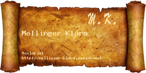 Mellinger Klára névjegykártya